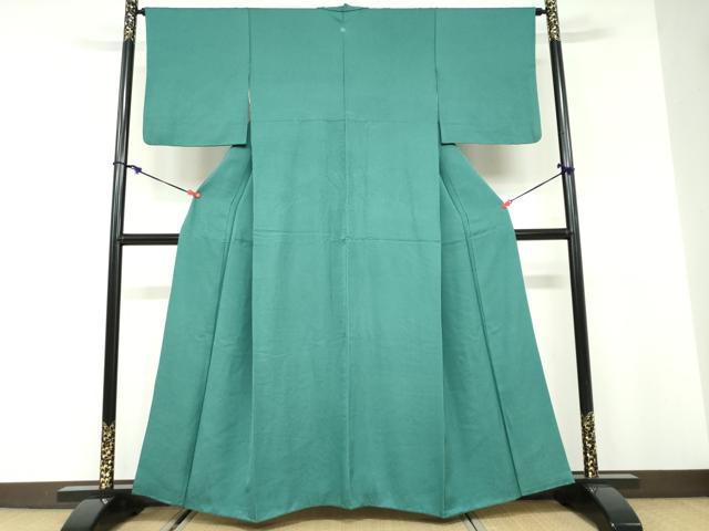 平和屋着物●上質な色無地　舞花地紋　萌葱色　正絹　逸品　DABD9888ud