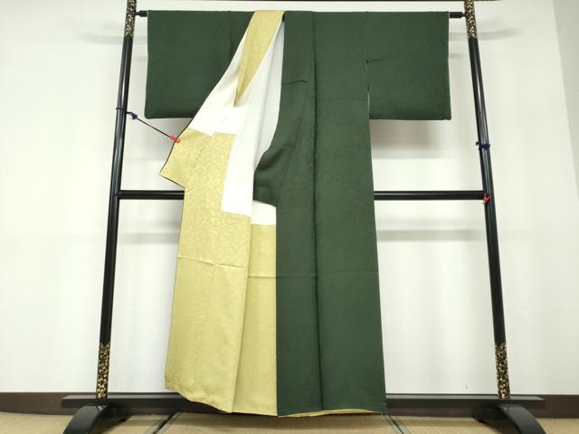 平和屋着物●上質な色無地　花尽くし地紋　虫襖色　正絹　逸品　DABD9889ud