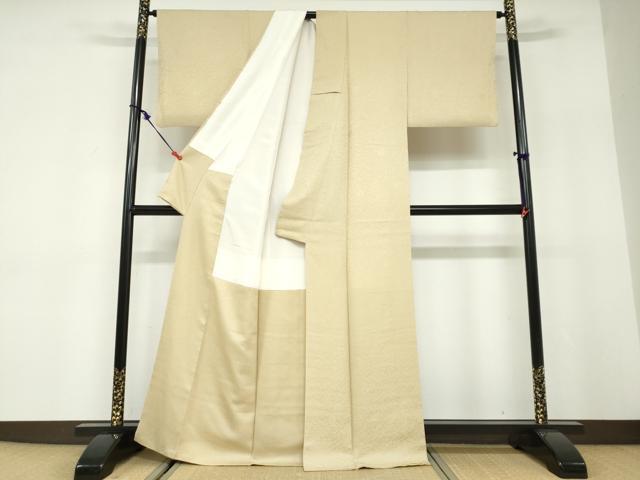 平和屋着物●上質な色無地　舞花地紋　飴色　正絹　逸品　DABD9891ud