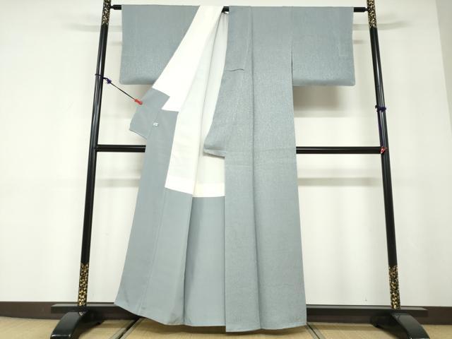 平和屋着物●上質な色無地　霞地紋　湊鼠色　ほていや扱い　正絹　逸品　DABD9893ud