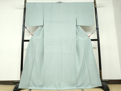 平和屋着物●上質な色無地　水浅葱色　正絹　逸品　DABD9898ud