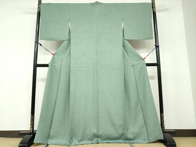 平和屋着物●上質な色無地　草花地紋　麹塵色　正絹　逸品　DABD9901ud