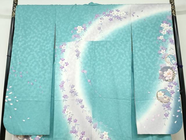 平和屋着物●豪華振袖　駒刺繍　花丸文　暈し染め　金彩　正絹　逸品　DABD9905ud