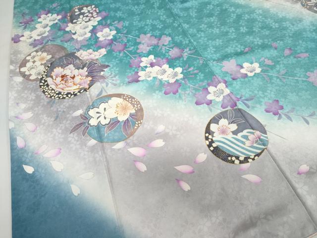 平和屋着物●豪華振袖　駒刺繍　花丸文　暈し染め　金彩　正絹　逸品　DABD9905ud