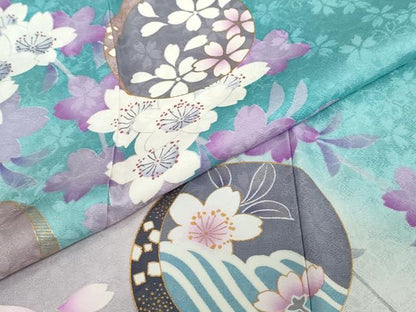 平和屋着物●豪華振袖　駒刺繍　花丸文　暈し染め　金彩　正絹　逸品　DABD9905ud