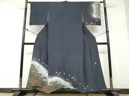 平和屋着物●訪問着　作家物　草花文　暈し染め　鬼しぼ縮緬　正絹　逸品　DABD9906ud