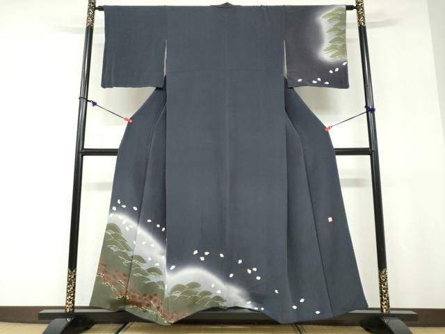平和屋着物●訪問着　作家物　草花文　暈し染め　鬼しぼ縮緬　正絹　逸品　DABD9906ud