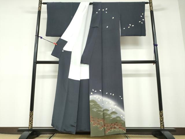 平和屋着物●訪問着　作家物　草花文　暈し染め　鬼しぼ縮緬　正絹　逸品　DABD9906ud