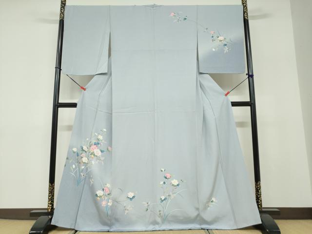 平和屋着物●訪問着　友禅　草花文　正絹　逸品　DABD9907ud