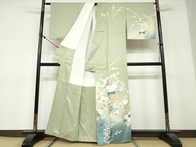 平和屋着物●訪問着　作家物　草花文　暈し染め　金彩　正絹　逸品　DABD9910ud