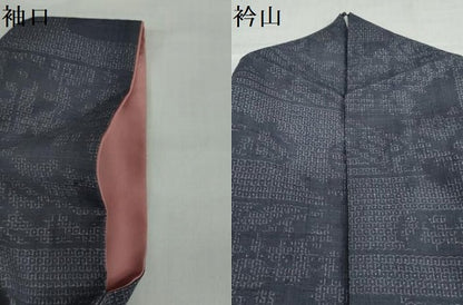 平和屋着物●結城紬　80亀甲　エ霞草花文　正絹　逸品　DABD9914ud