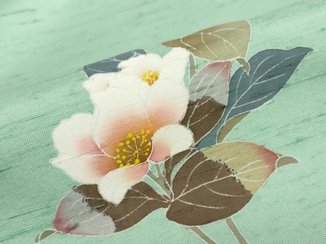 平和屋着物●訪問着　白山紬　友禅　作家物　枝花文　正絹　逸品　未使用　DABD9918ud