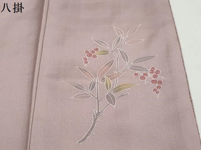 平和屋着物●京加賀友禅　百貫達雄監修　色無地　加賀の四季　紋意匠　薄葡萄色　反端付き　正絹　逸品　DABD9919ud