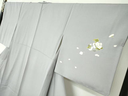 平和屋着物●訪問着　草花丸文　金彩　反端付き　正絹　逸品　DABD9920ud