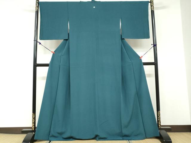 平和屋着物●上質な色無地　堅牢染　高麗納戸色　反端付き　正絹　逸品　DABD9922ud