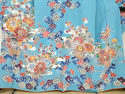 平和屋着物●豪華振袖　型染　飾花文　正絹　逸品　DABD9923ud