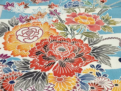 平和屋着物●豪華振袖　型染　飾花文　正絹　逸品　DABD9923ud