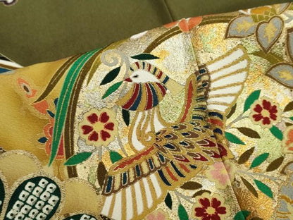 平和屋着物●女優・後藤久美子ブランド　振袖　駒刺繍　立波鳳凰草花文　暈し染め　金銀彩　正絹　逸品　DABD9927ud