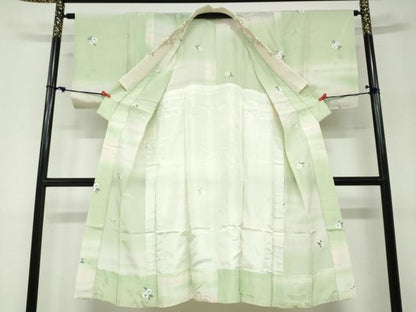 平和屋着物●長襦袢　無双仕立て　舞花文　暈し染め　金彩　半衿刺繍　正絹　逸品　DABD9929ud