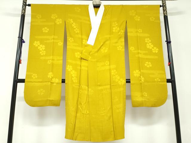 平和屋着物●振袖用長襦袢　無双仕立て　エ霞舞花地紋　撫子　櫨染色　やまと誂製　正絹　逸品　DABD9930ud