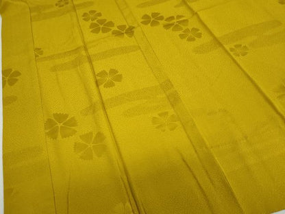平和屋着物●振袖用長襦袢　無双仕立て　エ霞舞花地紋　撫子　櫨染色　やまと誂製　正絹　逸品　DABD9930ud