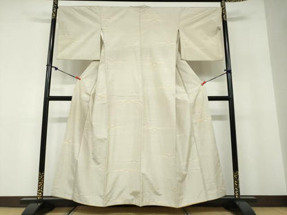 平和屋着物●本場大島紬　白大島　横段文　正絹　逸品　DABD9931ud