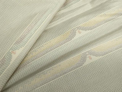 平和屋着物●本場大島紬　白大島　横段文　正絹　逸品　DABD9931ud