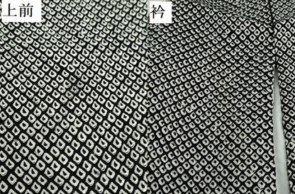 平和屋着物●大変加工の良い総絞り小紋　黒地　正絹　逸品　DABD9934ud