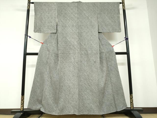 平和屋着物●大変加工の良い総絞り小紋　黒地　正絹　逸品　DABD9934ud