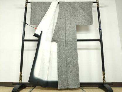 平和屋着物●大変加工の良い総絞り小紋　黒地　正絹　逸品　DABD9934ud
