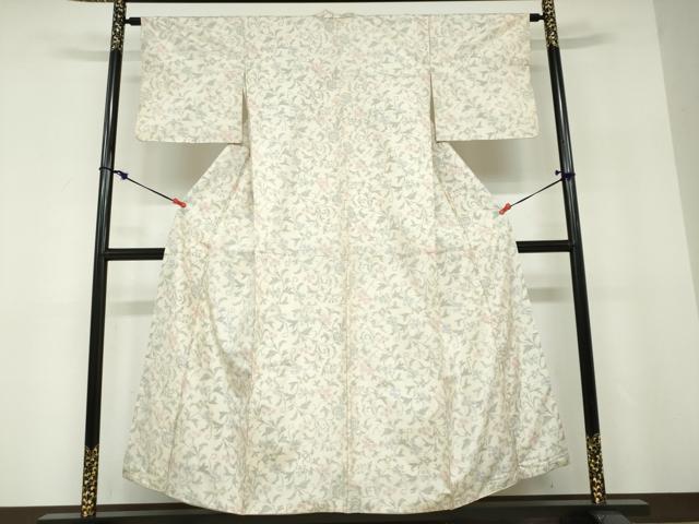 平和屋着物●本場大島紬　白大島　更紗花唐草文　正絹　逸品　DABD9937ud