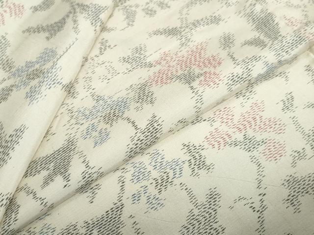 平和屋着物●本場大島紬　白大島　更紗花唐草文　正絹　逸品　DABD9937ud