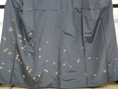 平和屋着物●訪問着　作家物　紬地　舞葉文　楓　正絹　逸品　DABD9939ud