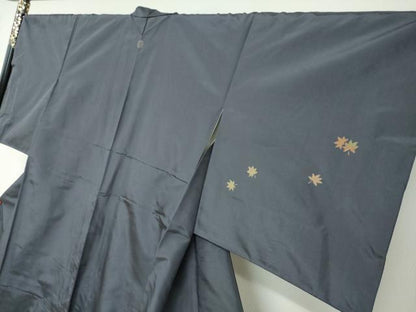 平和屋着物●訪問着　作家物　紬地　舞葉文　楓　正絹　逸品　DABD9939ud