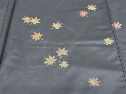 平和屋着物●訪問着　作家物　紬地　舞葉文　楓　正絹　逸品　DABD9939ud