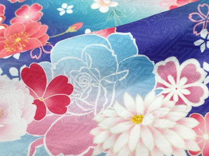 平和屋着物●H・L（アッシュエル）　HENRI-LUC CHAPUIS　振袖　草花文　暈し染め　洗える着物　未使用　DABD9941ud