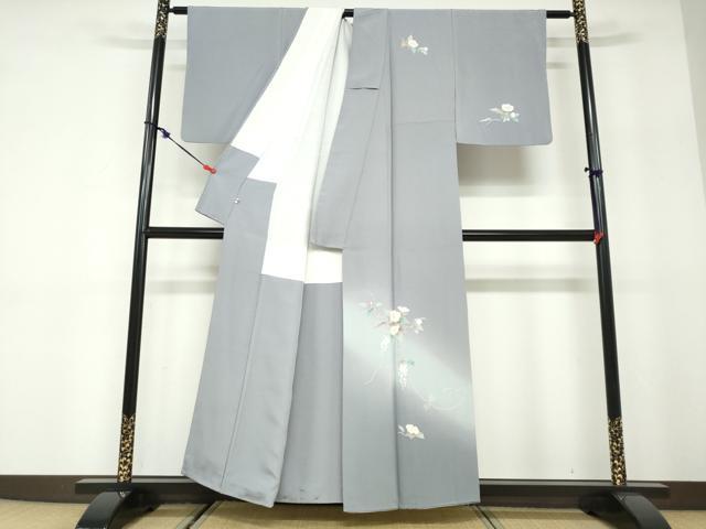 平和屋着物●訪問着　友禅　枝花文　暈し染め　正絹　逸品　DABD9943ud