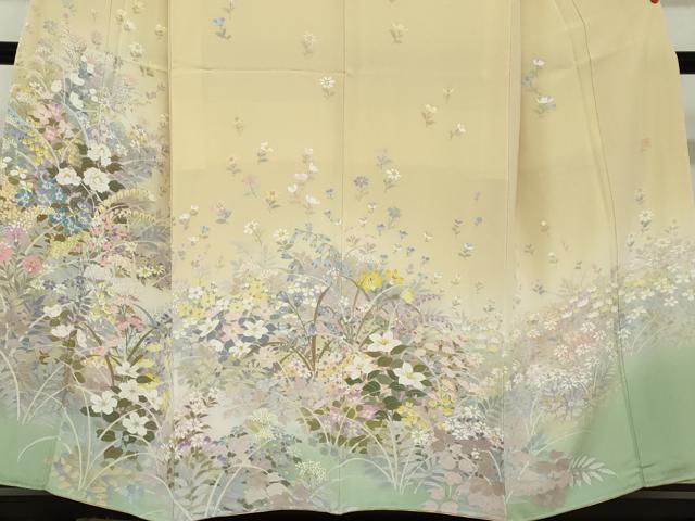 平和屋着物●訪問着　作家物　手描き　草花文　暈し染め　正絹　逸品　未使用　DABD9952ud
