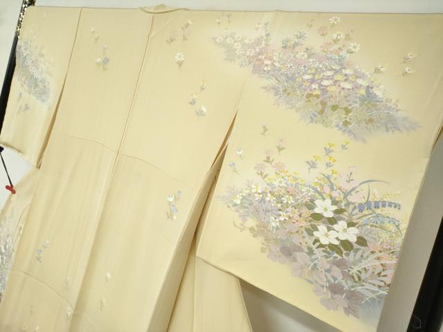 平和屋着物●訪問着　作家物　手描き　草花文　暈し染め　正絹　逸品　未使用　DABD9952ud