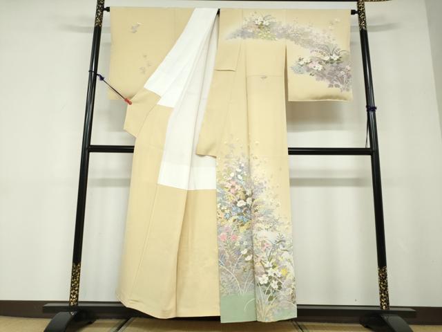 平和屋着物●訪問着　作家物　手描き　草花文　暈し染め　正絹　逸品　未使用　DABD9952ud