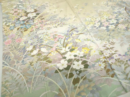 平和屋着物●訪問着　作家物　手描き　草花文　暈し染め　正絹　逸品　未使用　DABD9952ud