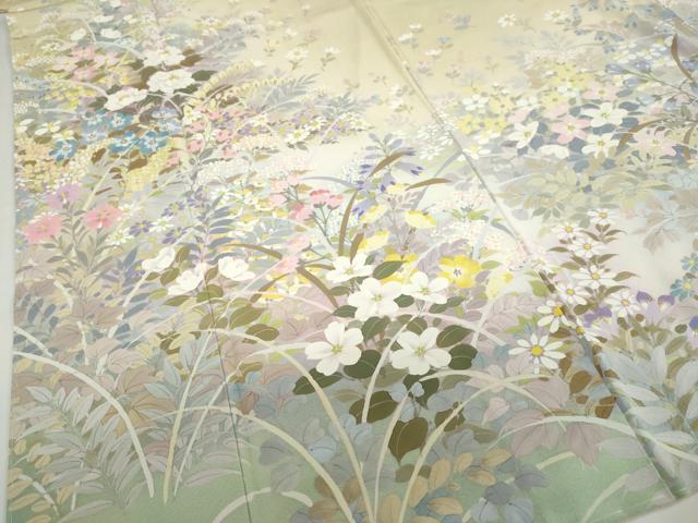 平和屋着物●訪問着　作家物　手描き　草花文　暈し染め　正絹　逸品　未使用　DABD9952ud