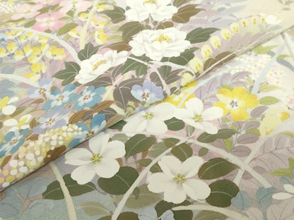 平和屋着物●訪問着　作家物　手描き　草花文　暈し染め　正絹　逸品　未使用　DABD9952ud