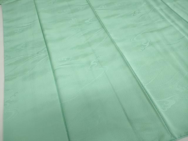 平和屋着物●上質な色無地　立波地紋　若緑色　正絹　逸品　DABD9954ud