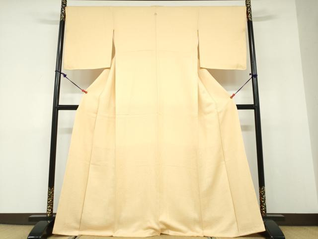 平和屋着物●上質な色無地　菱地紋　萱草色　正絹　逸品　DABD9955ud