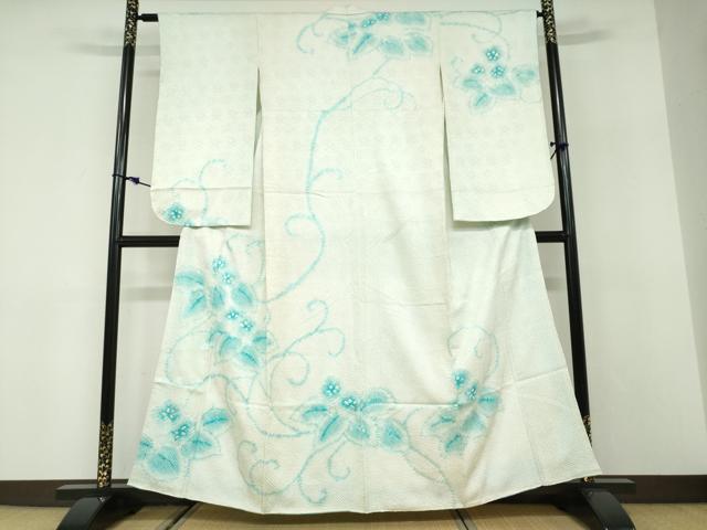 平和屋着物●小振袖　二尺袖　総絞り　草花文　正絹　逸品　DABD9958ud