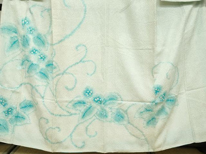 平和屋着物●小振袖　二尺袖　総絞り　草花文　正絹　逸品　DABD9958ud
