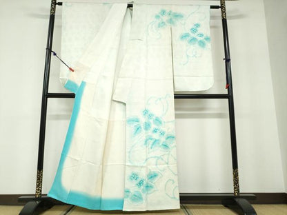 平和屋着物●小振袖　二尺袖　総絞り　草花文　正絹　逸品　DABD9958ud