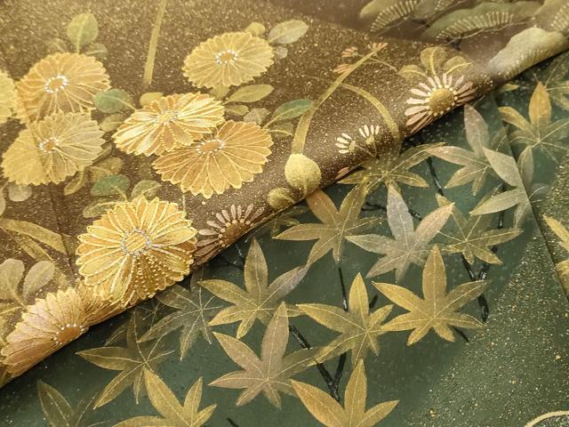 平和屋着物●訪問着　手描き　駒刺繍　雲取り草花文　暈し染め　金銀彩　正絹　逸品　未使用　DABD9960ud