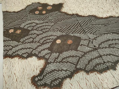 平和屋着物●訪問着　刺繍　絞り　流水草花文　金彩　正絹　逸品　未使用　DABD9961ud